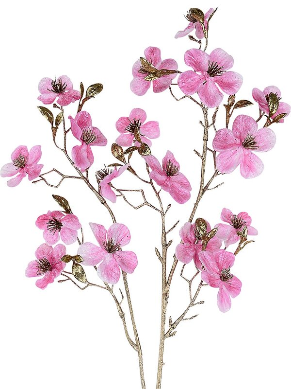 Pink Double Flowering Plum Inspired Long Christmas Stem | 68cm