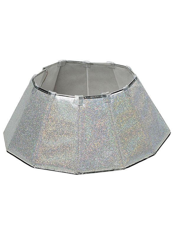 68cm Silver & Iridescent Glitter Prism Faceted Christmas Tree Collar
