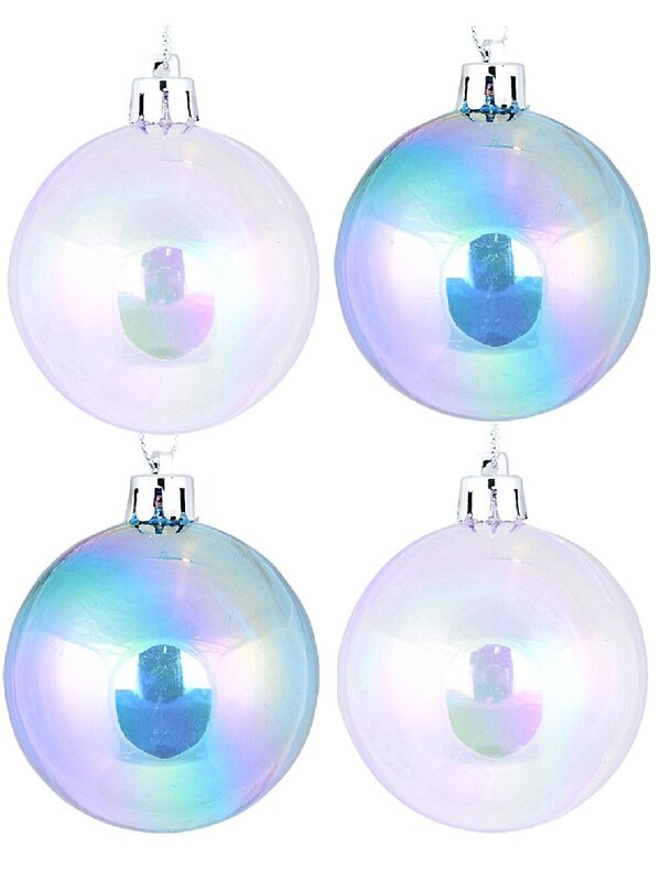 6x Radiant Iridescent Blue & Pink Essential Soap Bubble Baubles | 60mm