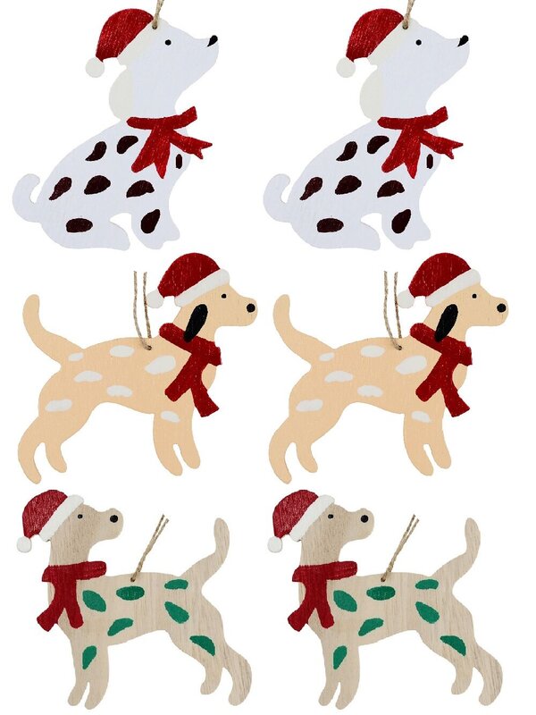 6x Up To 13cm Good Little Puppy Dogs Christmas Tree Ornaments