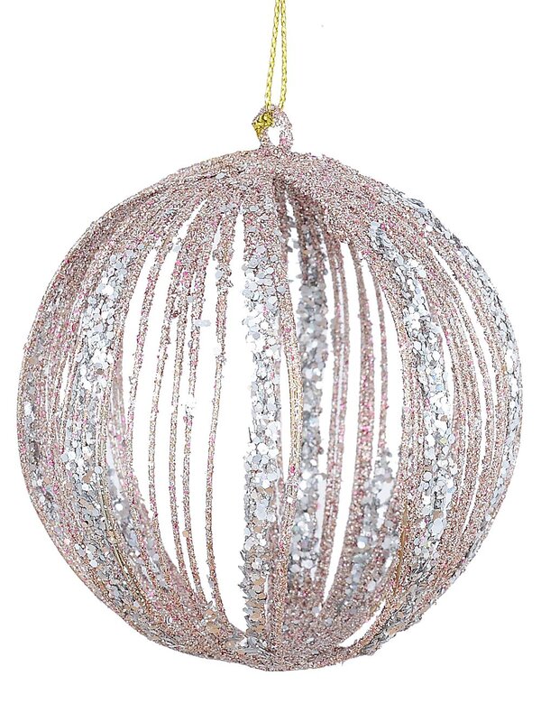80mm Rose Gold Wire Christmas Ball Bauble