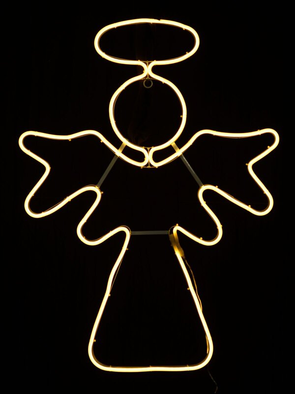 82cm Nativity Angel & Halo Outdoor Christmas Warm White Neon LED Display
