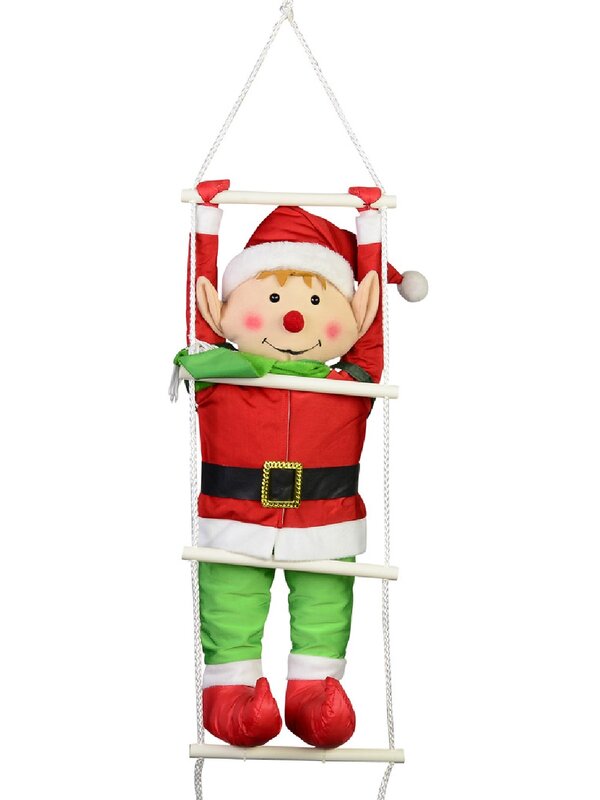 87cm Padded Nylon Christmas Elf Climbing Ladder Outdoor Decoration