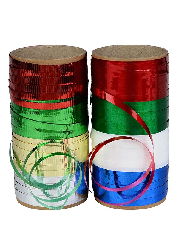 8x Metallic & Gloss Multi Colour Christmas Curling Ribbons | 60m Total
