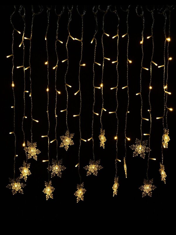 90 Warm White LED Icicle Lights With Snowflakes | 2.1m