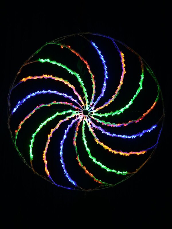 90cm Dynamic Spiral Pinwheel Multi Colour LED Outdoor String Light Display