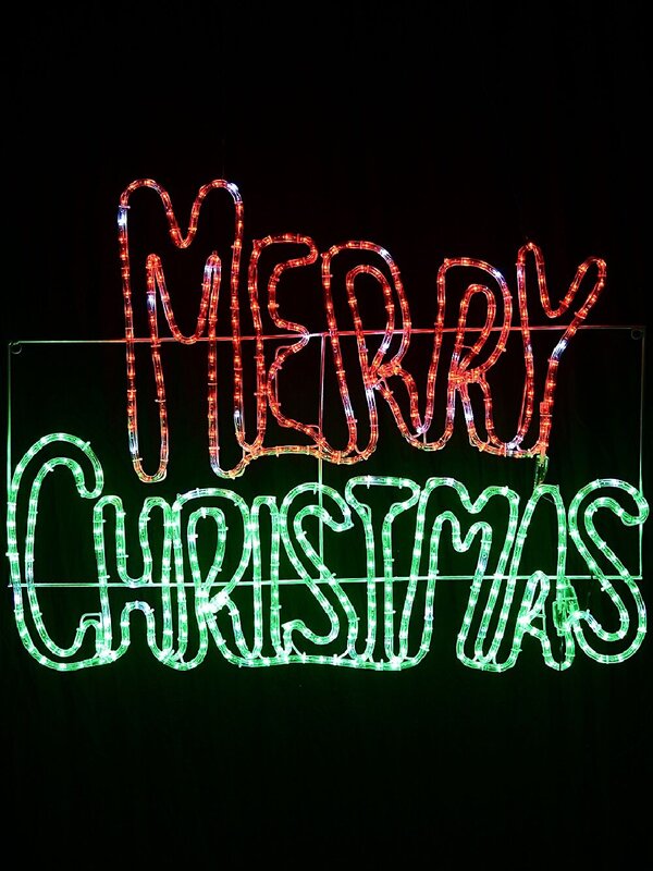 94cm Red Green & Cool White LED Merry Christmas Motif With Twinkle Effect