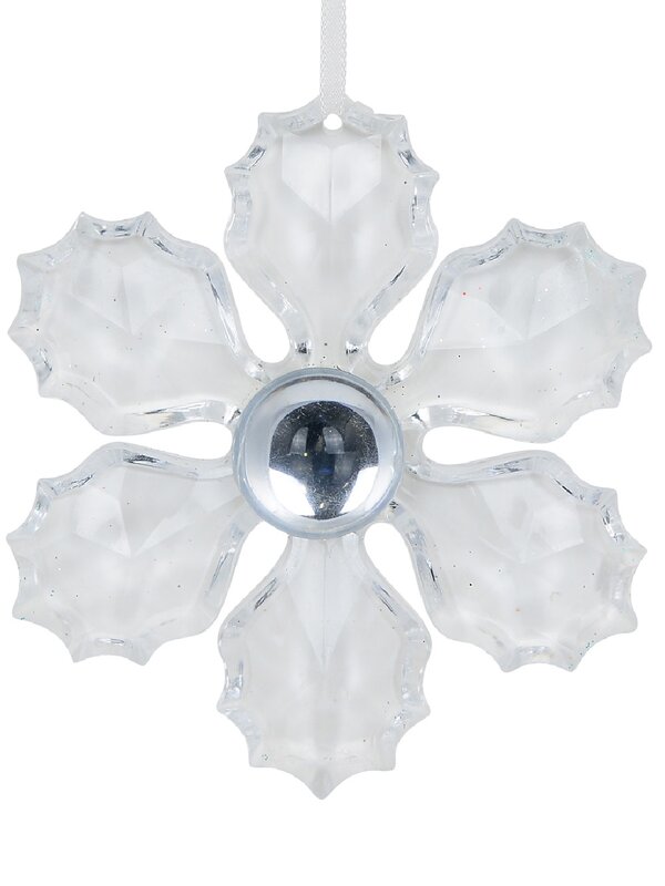 Acrylic Snowflake & Centre Dome Christmas Tree Hanging Decoration - 10cm