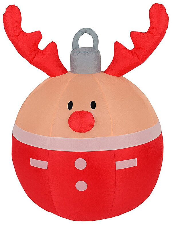 Adorable Reindeer Bauble-Shaped Outdoor LED Christmas Inflatable | 1.2m