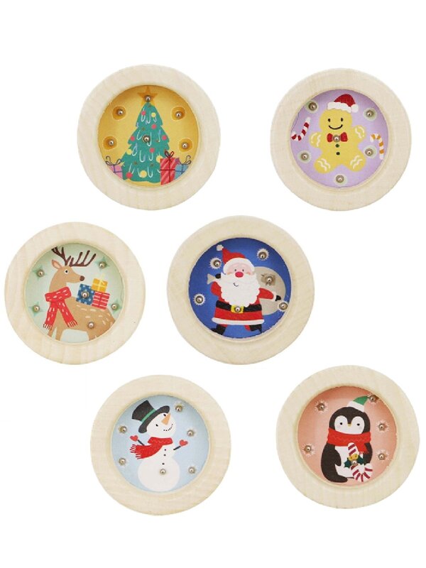 Assorted Christmas Design Wooden Handheld Balance Ball Game