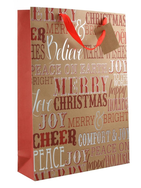 Assorted Craft Paper Jumbo Christmas Gift Bags 44cm