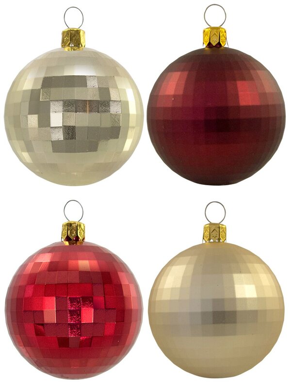 Assorted Red & Gold Mirror Ball Decorations - 12 x 60mm