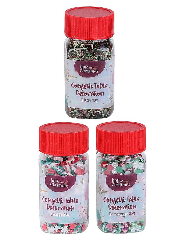 Assorted Table Confetti | Metallic Glitter, Gemstones, Or Christmas Icon Shapes