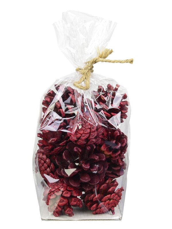 Bag of Decorative Round Berry Red Pine Cones - 100g