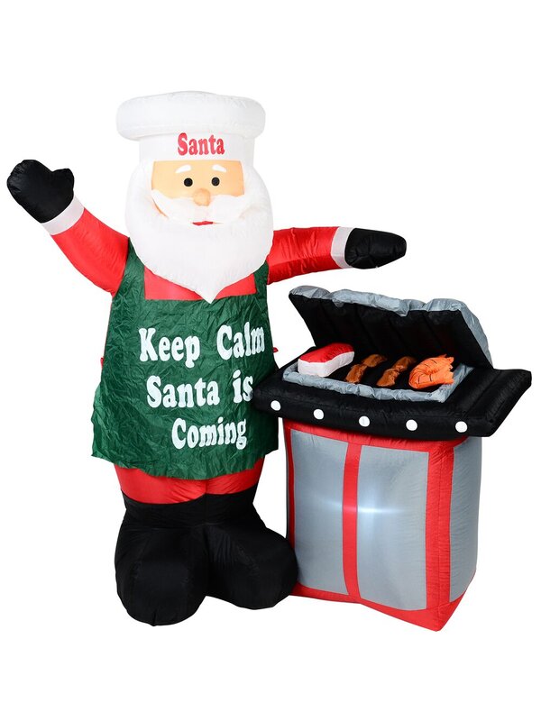 BBQ Keep Calm Santa Is Coming Illuminated Christmas Inflatable Display - 1.7m