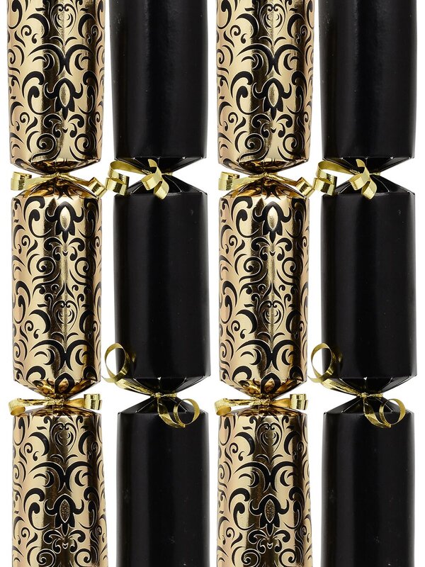 Black & Gold With Swirl Splash Pattern Christmas Cracker Bon Bons - 12 x 30cm