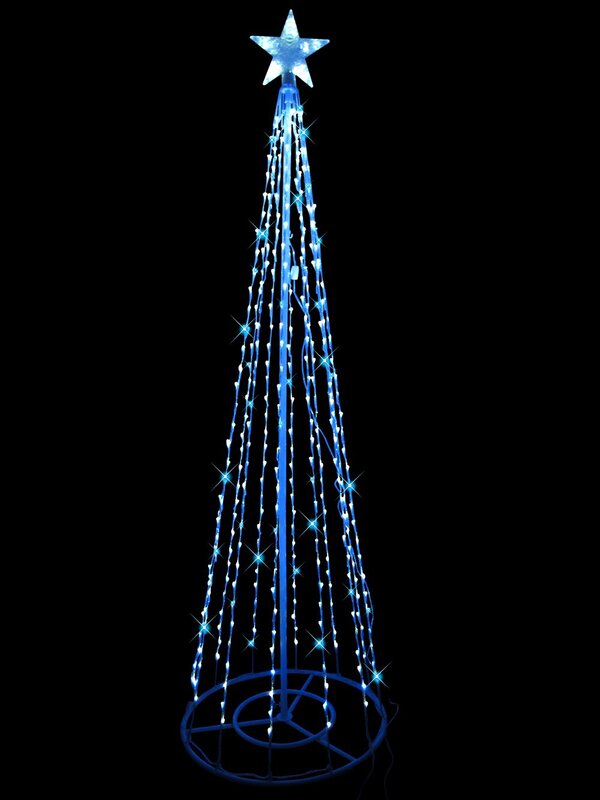 Blue & Cool White Snowing LED Outdoor Christmas Tree - 2m