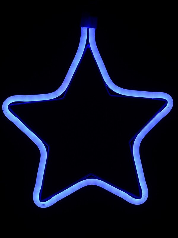 Blue Flat Neon Flex Star Shape Rope Light Display - 26cm
