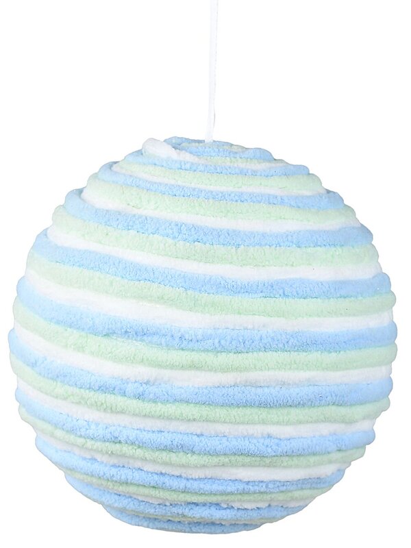 Blue Green & White Whimsical Grand Chenille Cord Bauble | 15cm
