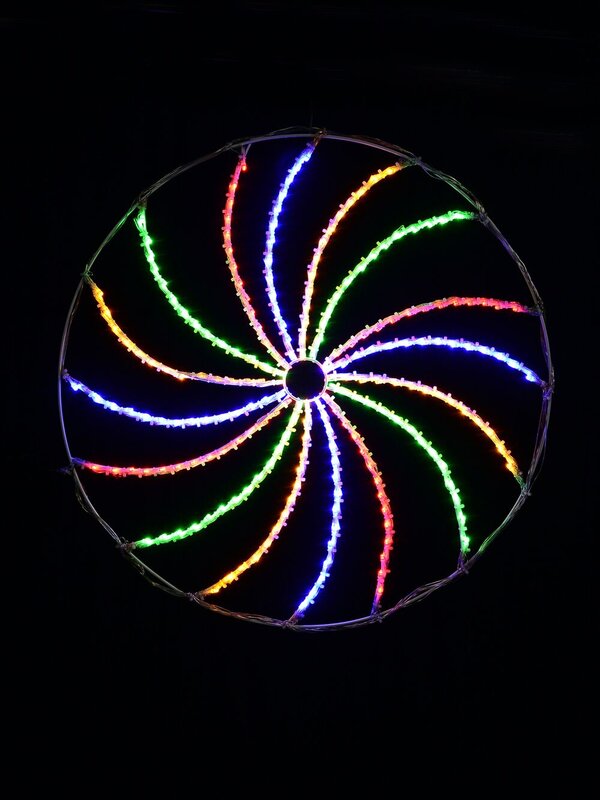 Blue, Red, Green & Yellow LED Spiral Wheel Silhouette - 60cm
