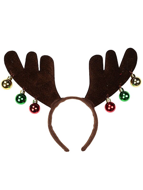 Brown Reindeer Antlers Headband With Sequins & Baubles | One Size Fits Most