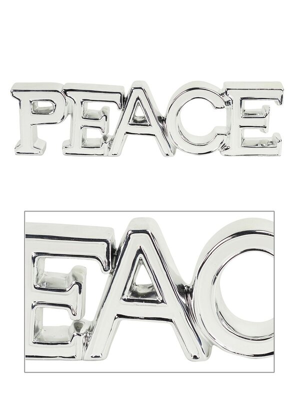 Ceramic White & Silver ' PEACE ' Freestanding Ornament - 38cm