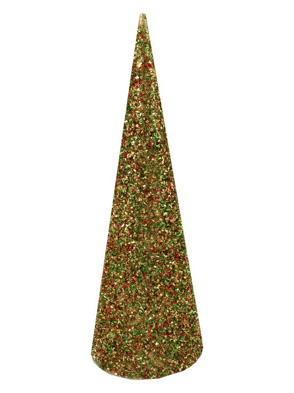 Champagne Glittered Table Top Tree With Beads Ornamental Trees - 45cm