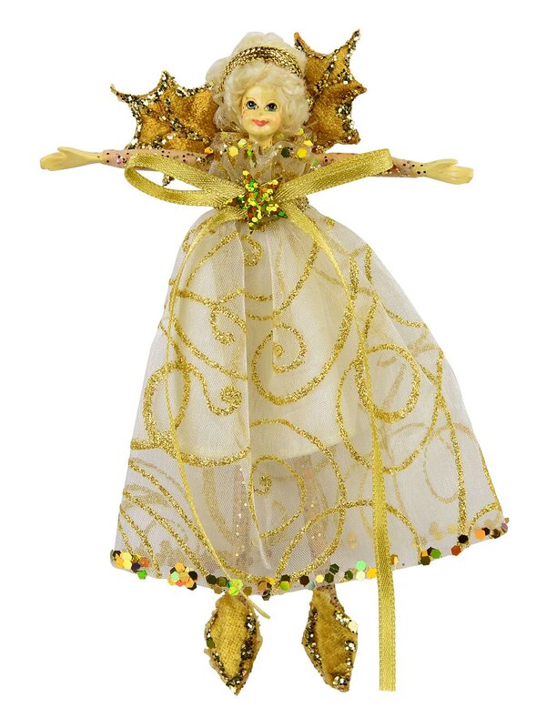 Christmas Fairy With Gold Wings Christmas Tree Hanging Decoration - 15cm
