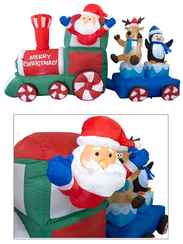Christmas Train With Santa & Friends Illuminated Inflatable - 1.2m