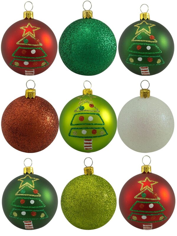 Classic Christmas Coloured Baubles - 9 x 60mm