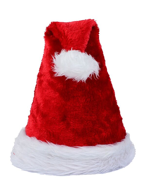 Classic Plush Red Santa Hat White Faux Fur Trim | One Size Fits Most