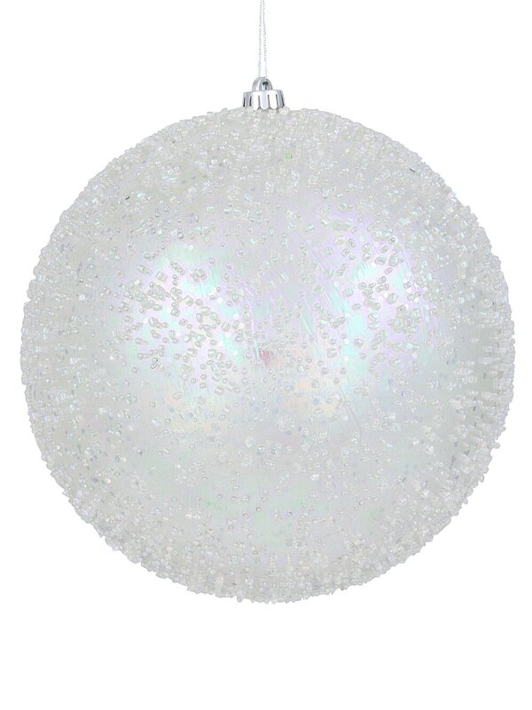 Clear Iridescent Beaded Monumental Large Display Bauble | 30cm