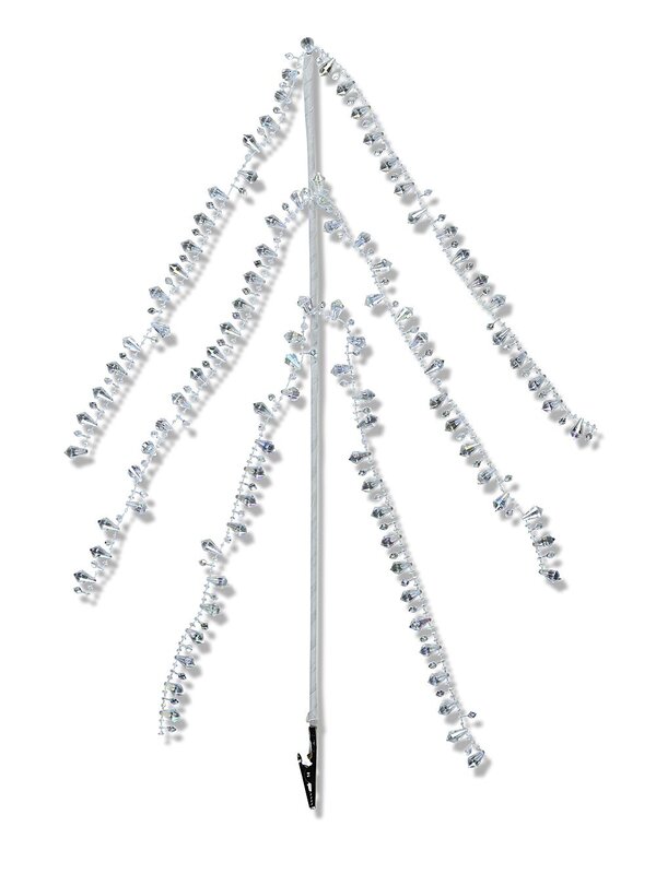 Clear Iridescent Diamante Bead Spray Long Christmas Clip Stem | 45cm