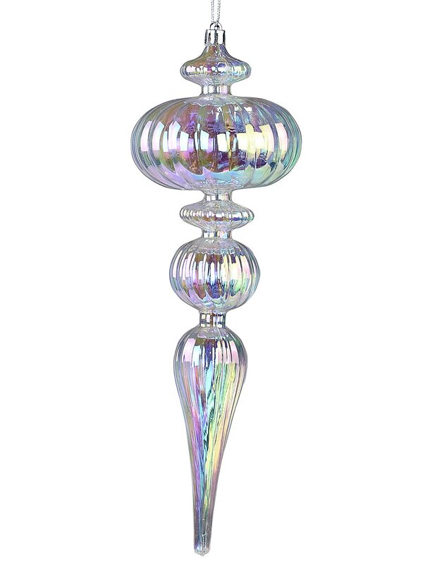Clear Iridescent Lustrous Grand Icicle Finial Drop | 30cm