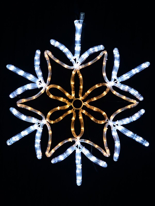 Cool & Warm White LED Stellar Snowflake Rope Light Silhouette - 64cm