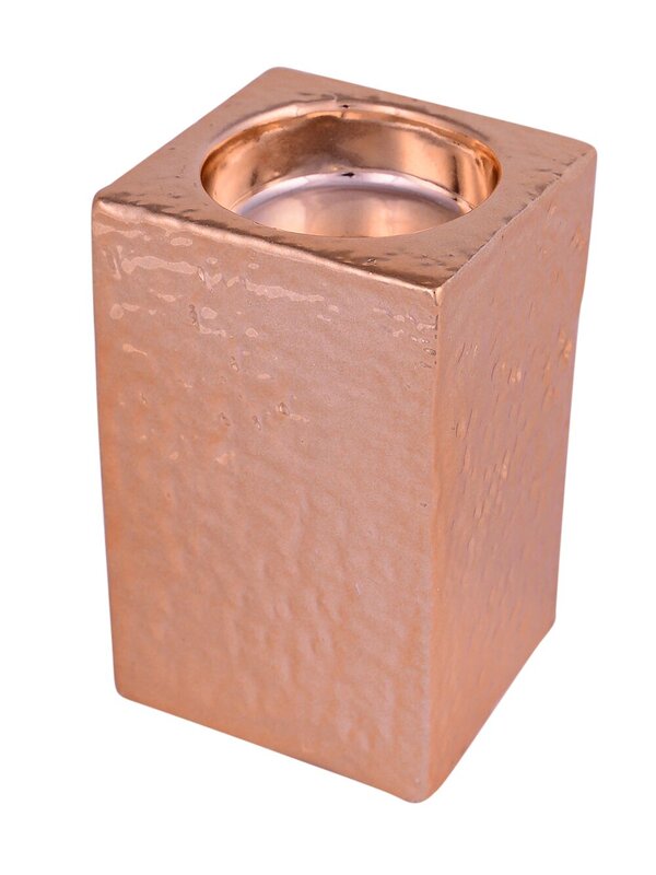 Copper Finish Ceramic Tall Tealight Holder Ornament - 10cm