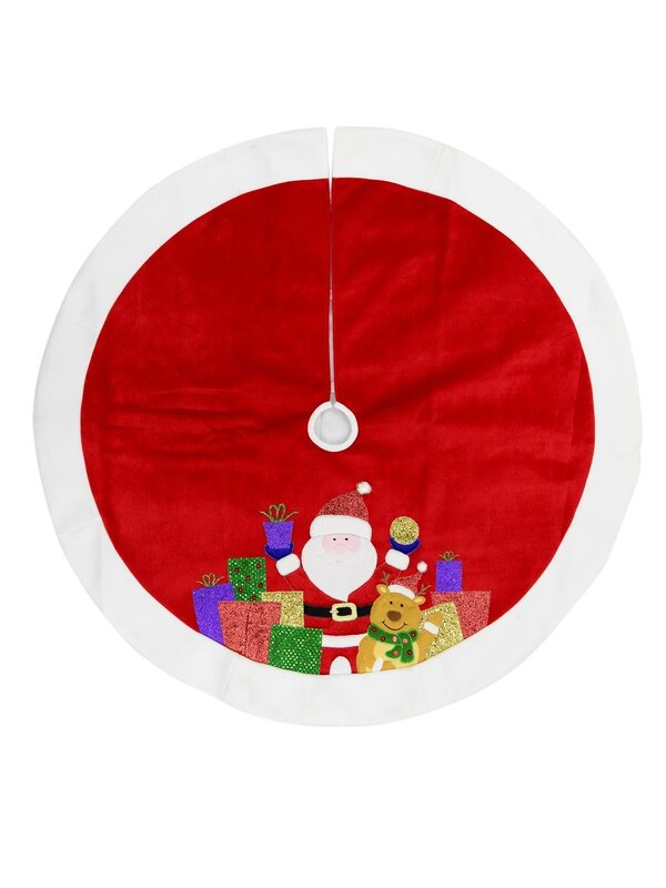 Cute Santa & Reindeer Design Tree Skirt - 1.2m