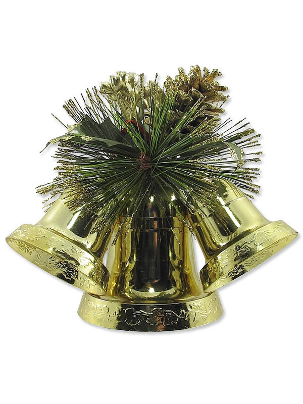 Decorated Gold Bells Cluster - 16cm
