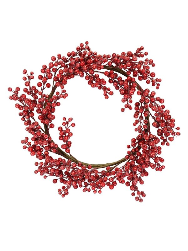 Decorative Lightly Frosted Red Berry Bare Vine Wreath - 63cm