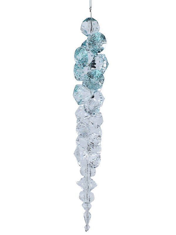 Diamond & Aqua Blue Glitter Icicle Whimsical Essential Ornament | 26cm