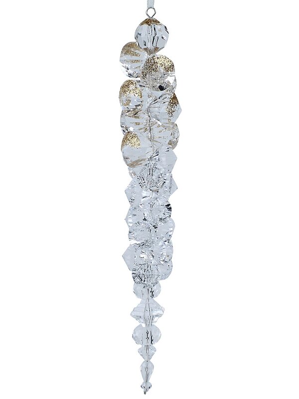 Diamond & Champagne Gold Glitter Icicle Whimsical Essential Ornament | 26cm