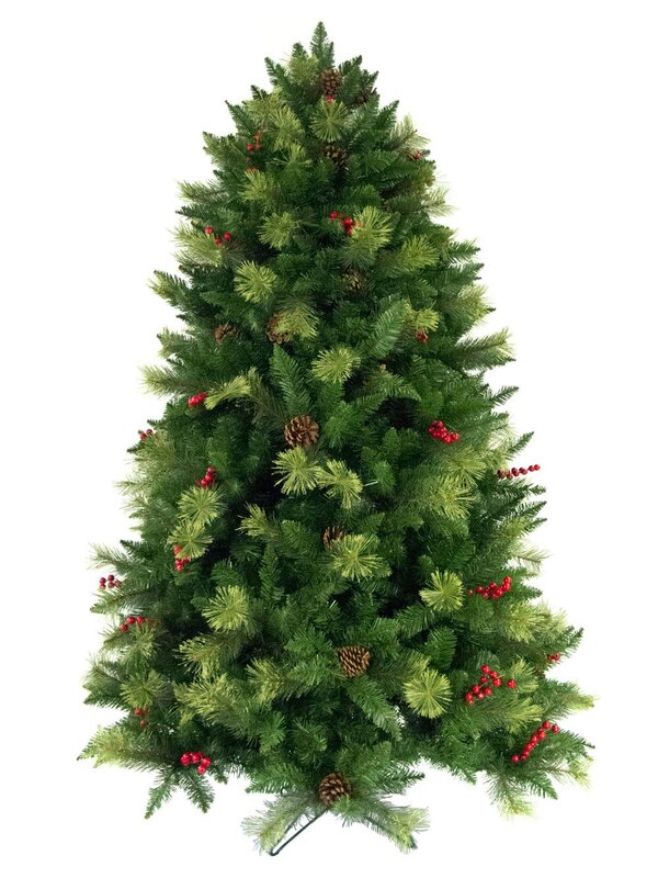 Douglas Fir Christmas Tree With Pine Cones & Red Berries - 1.83m