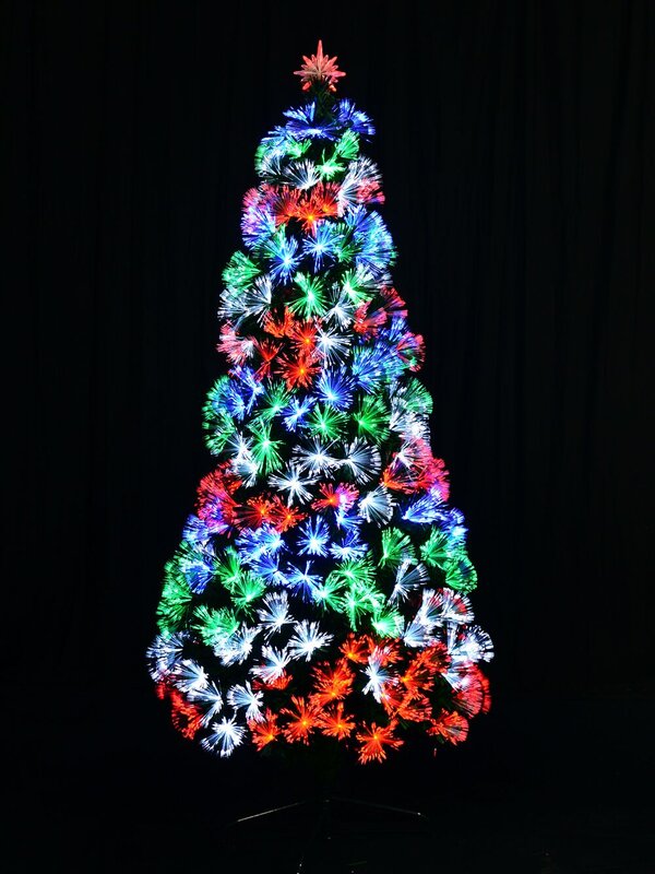 Fibre Optic Christmas Tree In Red, Green, Blue & White - 1.2m