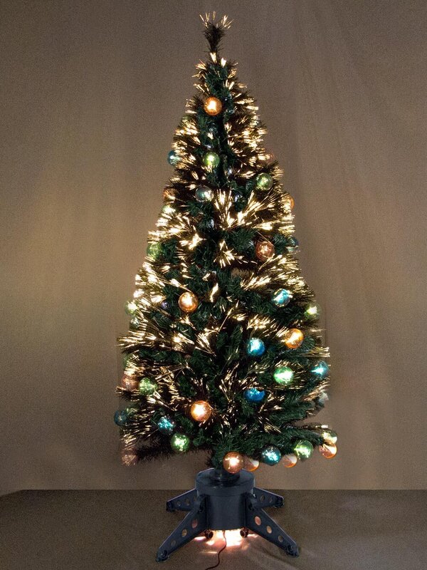 Fibre Optic Tree With Bauble Decorations - 1.8m