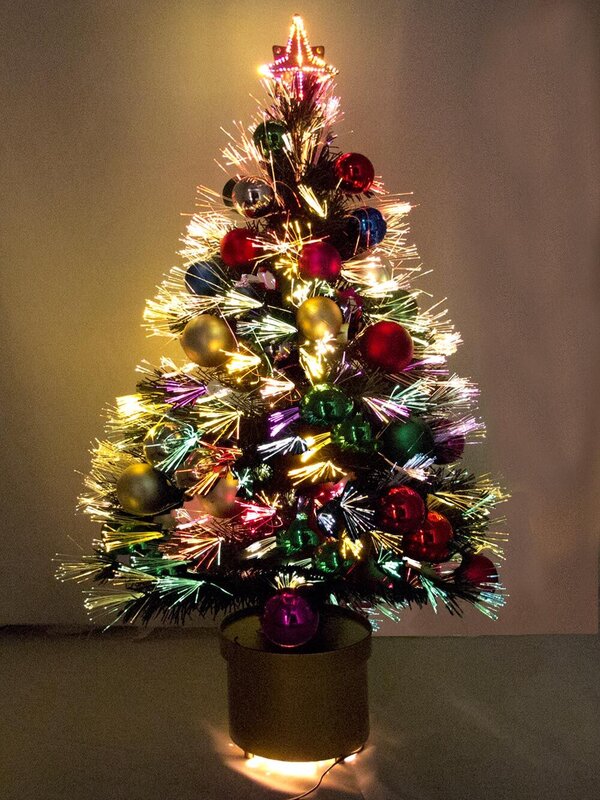 Fibre Optic Tree With Bauble Decorations - 92cm