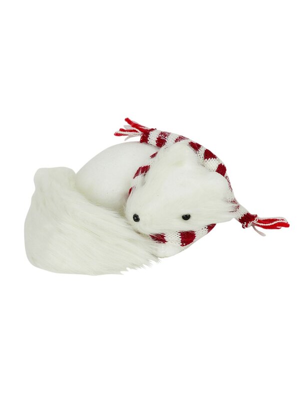 Flocked Styrofoam Sleeping Fox Ornament - 18cm