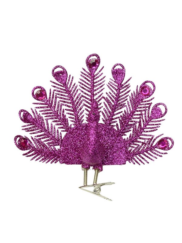 Fuchsia Peacock Tree Decoration - 13cm
