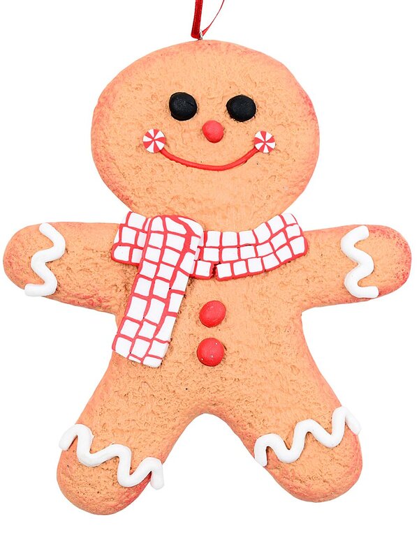 Gingerbread Man With Check Scarf Whimsical Essential Ornament | 13cm
