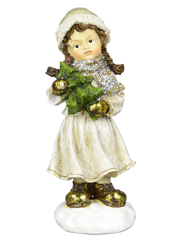 Girl with Christmas Tree Standing Ornament - 19cm