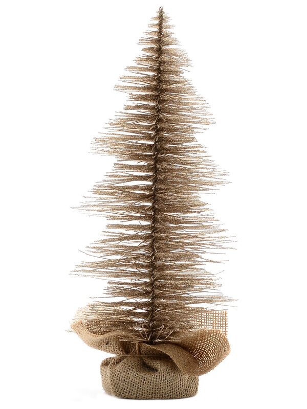 Glittered Champagne Spiral Pine Needle Christmas Table Top Tree - 20cm